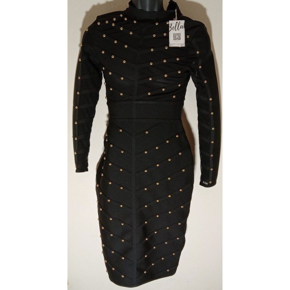 Bella Barnett Gold Beaded  Bodycon DRESS